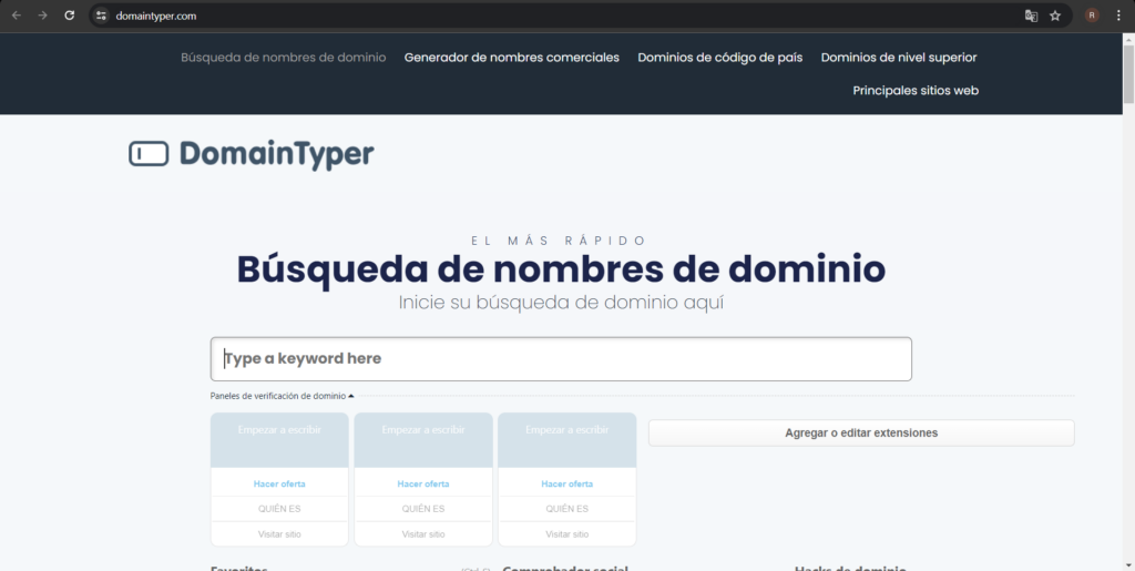 DomainTyper: Facilitando la Búsqueda y Protección de Dominios