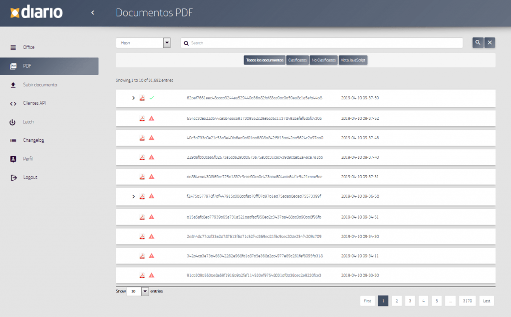 Indice de análisis de documentos PDF